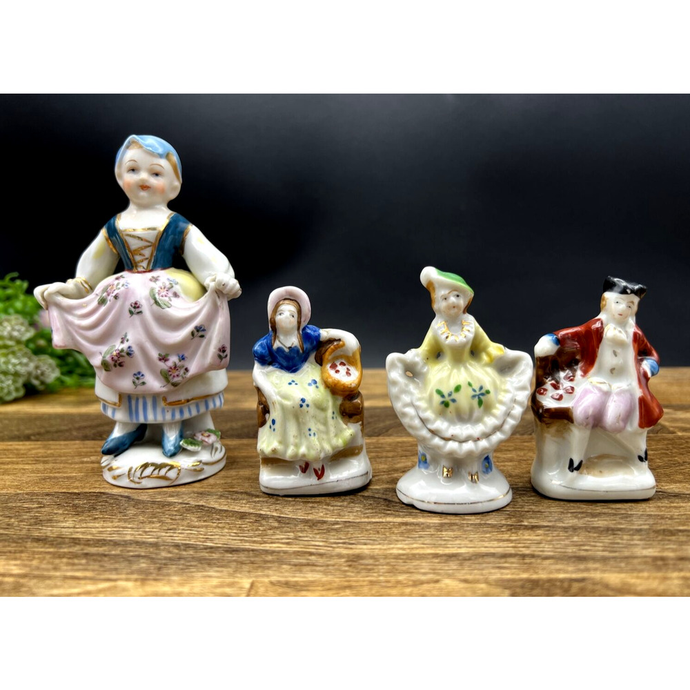 Made in Occupied Japan 4 Figurines Dancing Girls Hand Painted Vintage